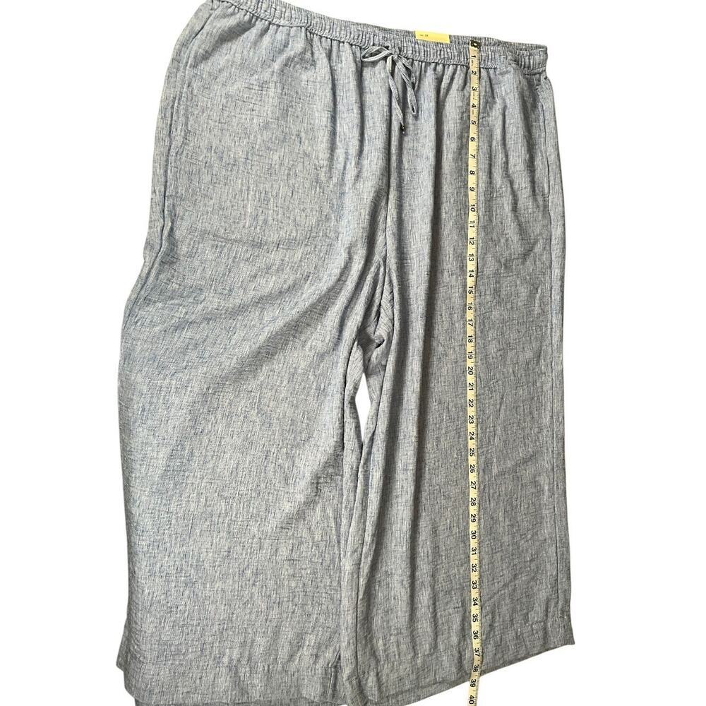 Max Studio London Wide Leg Cropped Pants 3X Blue Pull On Elastic Waist Coastal - Picture 7 of 11